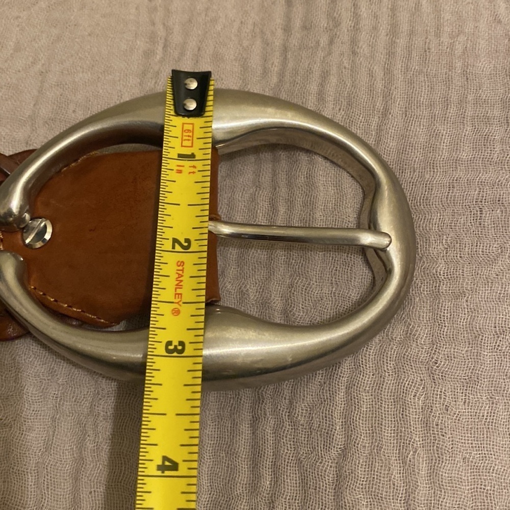 ABRO MADE IN ITALY Brown Woven Leather Belt with Silver Buckle. Size 80 - Picture 3 of 11